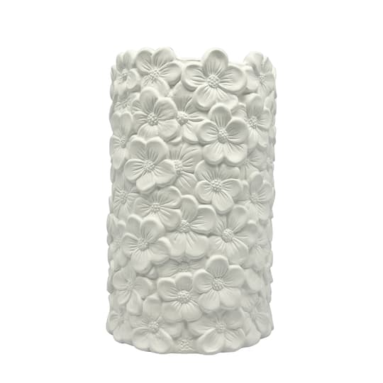 8" Embossed Floral DIY Tall Ceramic Cylinder Vase by Make Market®